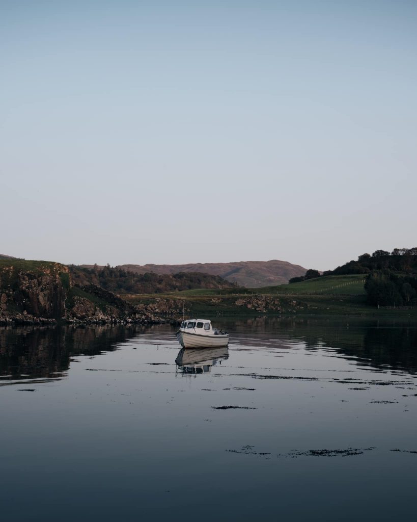 boat floating in Croig bay Isle of Mull