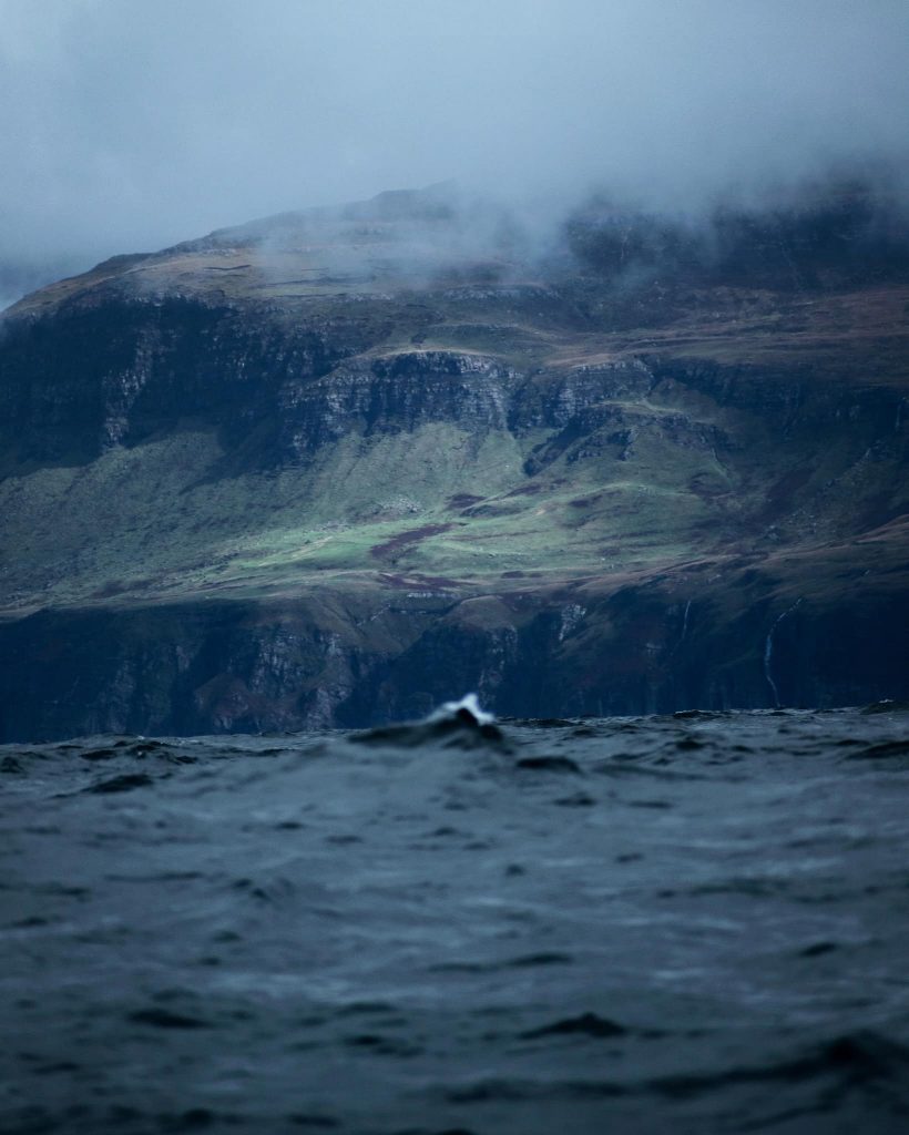 view of the burg from a Staffa trips boat ride on the Isle of Mull