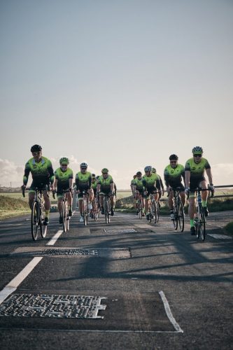 group of cyclists on the road 